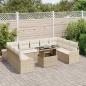 Preview: 10-teilige Garten Sofa Set mit Kissen Beige Poly Rattan, 2-Sitzer Garten Sofa mit Kissen Beige Poly Rattan