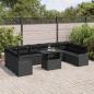 Preview: 11 Teiliges Garten Sofa Set mit Kissen Schwarz Poly Rattan, 2-Sitzer Garten Sofa mit Kissen Schwarz Poly Rattan
