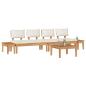 Preview: 5-teiliges Gartenbank-Set mit Kissen aus massivem Teakholz, 2-teiliges Gartenbank-Set aus massivem Teakholz, Gartentisch 60x60x30 cm aus massivem Teakholz