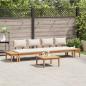 Preview: 5-teiliges Gartenbank-Set mit Kissen aus massivem Teakholz, 2-teiliges Gartenbank-Set aus massivem Teakholz, Gartentisch 60x60x30 cm aus massivem Teakholz