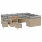 Preview: 12-teiliges Garten Sofa Set mit Kissen Beige Poly Rattan Akazie, 3-teiliges Garten Ess-Set mit Kissen Beige Poly Rattan Akazie