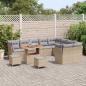 Preview: 12-teiliges Garten Sofa Set mit Kissen Beige Poly Rattan Akazie, 3-teiliges Garten Ess-Set mit Kissen Beige Poly Rattan Akazie
