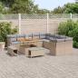 Preview: 13-teiliges Garten Sofa Set mit Kissen Beige Poly Rattan Akazie, 3-teiliges Garten Esszimmer Set mit Kissen Beige Poly Rattan Akazie