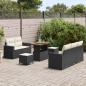 Preview: 8-teiliges Garten Sofa Set mit Kissen Schwarz Poly Rattan Akazie, 3-teiliges Garten Ess-Set mit Kissen Schwarz Poly Rattan Akazie