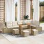 Preview: ARDEBO.de - 10-teiliges Garten Sofa Set mit Kissen Beige Poly Rattan Akazie, 2-Sitzer Garten Sofa mit Kissen Beige Poly Rattan, 4-teiliges Garten Essenset mit Kissen Beige Poly Rattan Akazie