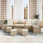 Preview: 10-teiliges Garten Sofa Set mit Kissen Beige Poly Rattan Akazie, 2-Sitzer Garten Sofa mit Kissen Beige Poly Rattan, 4-teiliges Garten Essenset mit Kissen Beige Poly Rattan Akazie