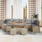 Preview: 10-Teiliges Garten Sofa Set mit Kissen Beige Poly Rattan Akazie, 2-Sitzer Garten Sofa mit Kissen Beige Poly Rattan, 4-Teiliges Garten Essset mit Kissen Beige Poly Rattan Akazie