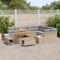 Preview: 12-teiliges Garten-Sofa-Set mit Kissen Beige Poly-Rattan Akazie, 3-teiliges Garten-Esszimmer-Set mit Kissen Beige Poly-Rattan Akazie, 2-Sitzer Garten-Sofa mit Kissen Beige Poly-Rattan