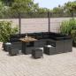 Preview: 12-teiliges Garten Sofa Set mit Kissen Schwarz Poly Rattan Akazie, 3-teiliges Garten Esstisch Set mit Kissen Schwarz Poly Rattan Akazie, 2-Sitzer Garten Sofa mit Kissen Schwarz Poly Rattan