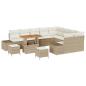 Preview: 12-teiliges Garten-Sofa-Set mit Kissen Beige Poly-Rattan Akazie, 3-teiliges Garten-Ess-Set mit Kissen Beige Poly-Rattan Akazie, 2-Sitzer Garten-Sofa mit Kissen Beige Poly-Rattan