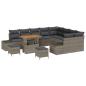Preview: 12-teiliges Garten-Sofa-Set mit Kissen Grau Poly-Rattan Akazie, 3-teiliges Garten-Dining-Set mit Kissen Grau Poly-Rattan Akazie, 2-Sitzer Garten-Sofa mit Kissen Grau Poly-Rattan