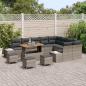 Preview: 13-teiliges Garten Sofa Set mit Kissen Grau Poly-Rattan Akazie, 4-teiliges Garten Essset mit Kissen Grau Poly-Rattan Akazie, 2-Sitzer Garten Sofa mit Kissen Grau Poly-Rattan