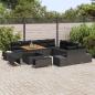 Preview: 13-teiliges Garten Sofa Set mit Kissen Schwarz Poly-Rattan Akazie, 2-Sitzer Garten Sofa mit Kissen Schwarz Poly-Rattan, 3-teiliges Garten Essset mit Kissen Schwarz Poly-Rattan Akazie