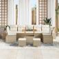 Preview: 10-teiliges Garten-Sofa-Set mit Kissen Beige Poly Rattan Akazie, 2-Sitzer Garten-Sofa mit Stauraum & Kissen Beige Poly Rattan, 3-teiliges Garten-Dining-Set mit Kissen Beige Poly Rattan Akazie