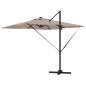 Preview: Freischwinger Roma-Parasol mit LEDs Taupe 286x285x270 cm Aluminium