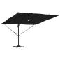 Preview: ARDEBO.de - Freischwinger Roma Sonnenschirm mit LEDs Schwarz 286x285x270 cm Aluminium
