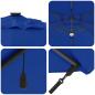 Preview: Freischwinger Roma Sonnenschirm mit LEDs Azurblau 286x285x270 cm Aluminium
