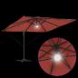 Preview: Freischwingende Roma-Parasol mit LEDs Terracotta 286x285x270 cm Aluminium