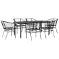 Preview: 7-teiliges Garten-Esszimmerset aus schwarzem Polyrattanglas