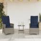 Preview: 3-teiliges Bistro-Set mit Kissen Grau Poly Rattan