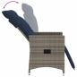 Preview: 3-teiliges Bistro-Set mit Kissen Grau Poly Rattan