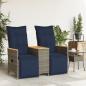 Preview: Gartensofa Verstellbar 2-Sitzer mit Tisch Grau Poly Rattan