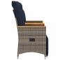 Preview: Gartensofa Verstellbar 2-Sitzer mit Tisch Grau Poly Rattan