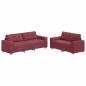 Preview: 2-teiliges Sofa Set mit Kissen Weinroter Stoff