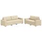 Preview: 2-teiliges Sofa Set mit Kissen cremefarbenes Stoff