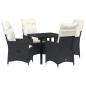 Preview: 5-teiliges Garten-Dining-Set mit Kissen - Schwarzes Poly-Rattan