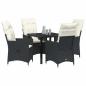Preview: 5-teiliges Garten-Dining-Set mit Kissen - Schwarzes Poly-Rattan