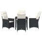 Preview: 5-teiliges Garten-Dining-Set mit Kissen - Schwarzes Poly-Rattan