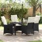 Preview: ARDEBO.de - 5-teiliges Gartentisch-Set mit Kissen Schwarz Poly-Rattan