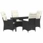 Preview: 5-teiliges Gartentisch-Set mit Kissen Schwarz Poly-Rattan