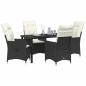 Preview: 5-teiliges Gartentisch-Set mit Kissen Schwarz Poly-Rattan
