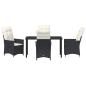 Preview: 5-teiliges Gartentisch-Set mit Kissen Schwarz Poly-Rattan