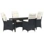 Preview: 5-teiliges Garten-Dining-Set mit Kissen Schwarz Poly-Rattan