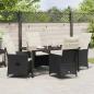 Preview: 5-teiliges Garten-Dining-Set mit Kissen Schwarz Poly-Rattan