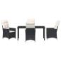Preview: 5-teiliges Garten-Dining-Set mit Kissen Schwarz Poly-Rattan