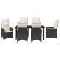 Preview: 7-teiliges Garten-Esstisch-Set mit Kissen in schwarzem Poly-Rattan