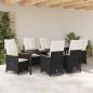 Preview: 7-teiliges Garten Ess-Set mit Kissen Schwarz Poly-Rattan