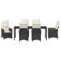 Preview: 7-teiliges Garten Ess-Set mit Kissen Schwarz Poly-Rattan