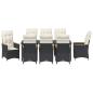 Preview: Garten Essgruppe mit Kissen 9 pcs Schwarz Poly-Rattan