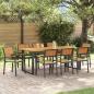 Preview: ARDEBO.de - 9-teiliges Garten Esstisch Set Schwarz Stahl und massives Akazienholz