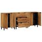 Preview: 3-teiliges Sideboard Braun 60x33x75 cm aus Massivholz Akazie