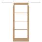 Preview: Schiebetür mit Hardware-Set 'ORKDAL'aus massivem Holz & Glas, Innentür mit Glas 'ORKDAL'86x198.5x4 cm aus massivem Kiefernholz