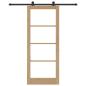Preview: Schiebetür mit Beschlagsatz 'ORKDAL'aus Massivholz und Glas, Innentür mit Glas 'ORKDAL'86x211x4 cm aus massivem Kiefernholz
