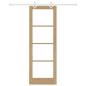 Preview: Schiebetür mit Hardware Set 73,5 x 211 cm Massivholz Fichte, Innentür mit Glas 'ORKDAL'73,5 x 211 x 4 cm Massivholz Fichte