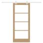 Preview: Schiebetür mit Zubehörset 86x198.5 cm Massivholz Kiefer, Innentür mit Glas "ORKDAL" 86x198.5x4 cm Massivholz Kiefer