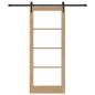 Preview: Schiebetür mit Beschlägen Set 83x202 cm Vollholz Kiefer, Innentür mit Glas 'ORKDAL'83x202x4 cm Vollholz Kiefer